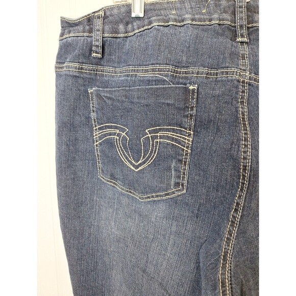 Cato Woman 22W Distressed Destroyed Jeans Pockets Logo Stretch Straight Leg Blue - Picture 7 of 11